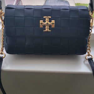 Tory Burch Women's Kira Woven Satin Flap Shoulder